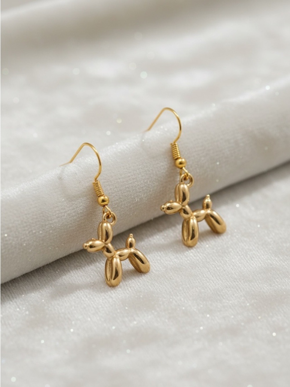 Gold Balloon Dog Earrings